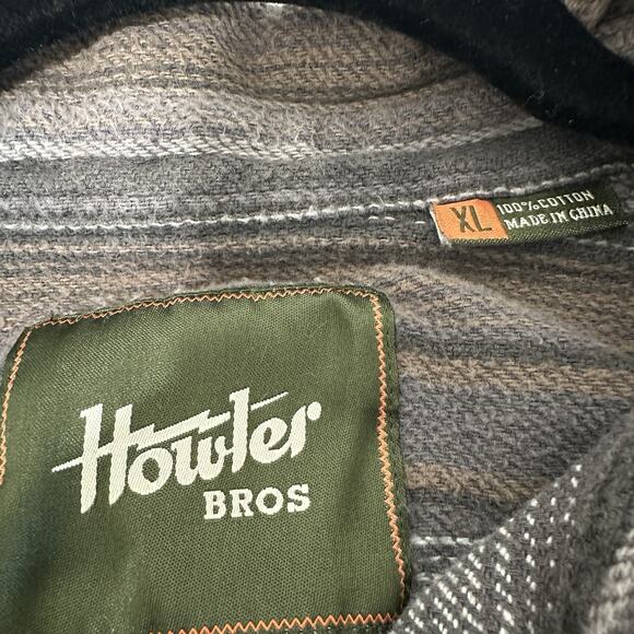 Howler Bros Shirt Mens XL Grey Stripes Rodanthe Blanket Flannel Grunge Outdoor - Picture 12 of 14